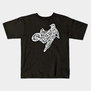 33 Motocross Jumping White Sketch Art Kids T-Shirt